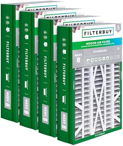 Filterbuy 14.5x27x5 Air Filter MERV 8 Dust & Allergy Defense (4-Pack) by Filterbuy