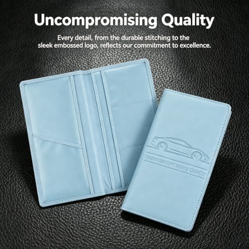 Car Registration and Insurance Holder, Vehicle Document Organizer with Secure Magnetic Closure, Automotive Glove Box Organizer for License, Cards & Essential Paperwork (Light Blue, 1PCS) - Image 3
