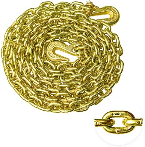 YATOINTO G80 Transport Binder Chain 5/16 Inch x 20 Foot Safety/Binder Chain with Clevis Grab Hooks 4,900 lbs Safe Working Load Logging Chain for Transporting Towing Tie Down Binding Equipment by YATOINTO