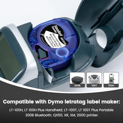 12mm White on Black Tape Compatible with DYMO LetraTag Label Maker Refills - Image 2