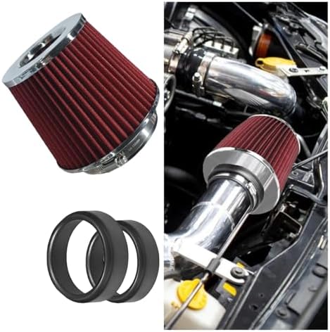 LAINLOY Universal Clamp-On Air Intake Filter for Cars, 76 89 102MM, Red by Unknown