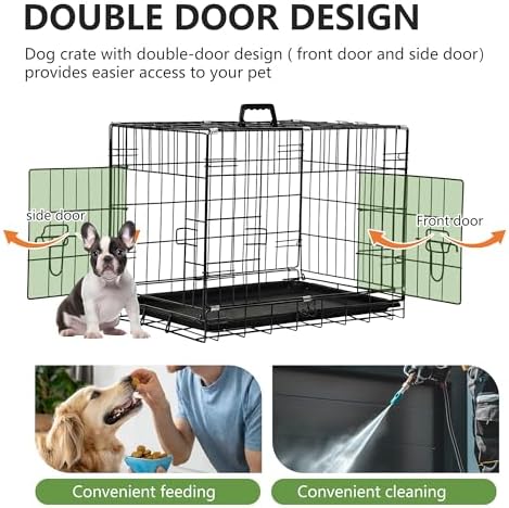 FDW | 24" Foldable Metal Dog Crate | Dark Black | Cage for Small Dogs - Image 4