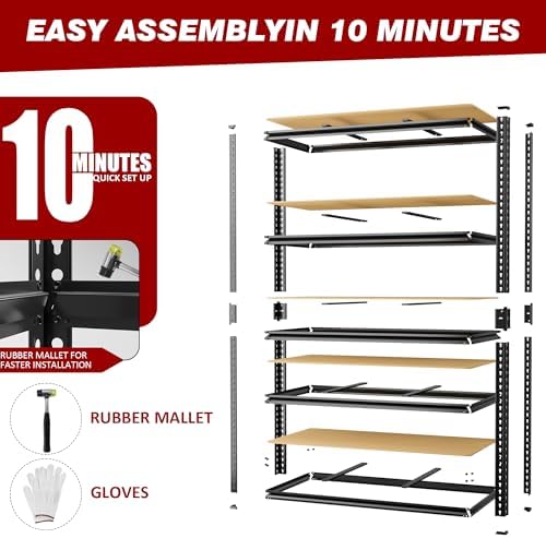 48" W Garage Shelving Storage Shelves 5 Tier Heavy Duty Shelving - Image 5