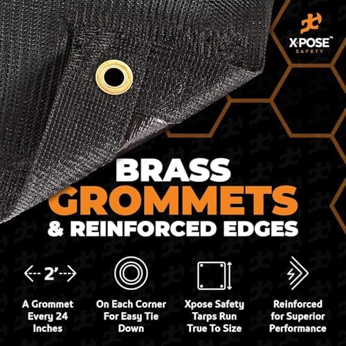 Xpose Safety Heavy Duty Mesh Tarp 10' x 16' (2-Pack) – Multipurpose Black Protective Cover with Air Flow - Use for Tie Downs, Shade, Fences, Canopies, Dump Trucks – Weather and Tear Resistant - Image 4