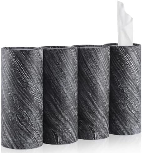 SINGARO Car Tissue Holder, 4 Pack Car Cup Holder Facial Tissues with Travel Tissue Bag, Quick and Convenient Flower Combination Car Tissue Box(4 Canisters/200 Tissues) Gray by SINGARO