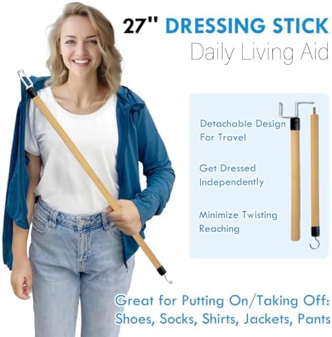 7PC Hip Kit For Seniors Total Hip Replacement Prime, Hip Replacement Kit After Surgery, Hip Replacement Recovery Kit With Grabber,Sock Aid,Leg Lifter,Dressing Stick,Shoehorn,Back Scratcher,Bath Loofah - Image 2