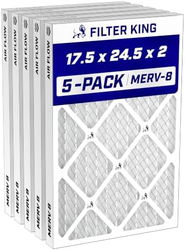 Filter King 17.5x24.5x2 Air Filter MERV 8, AC Furnace Filters (5-Pack) by FilterKing