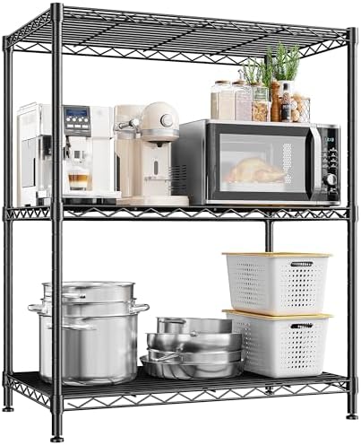 DurayLoly 3-Tier 450LBS Adjustable Wire Shelving Unit for Kitchen, Black by Durayloly