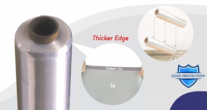 4 Rolls 18" x 1500 FT Pre-Stretched Stretch Wrap 33 Gauge Clear Hand Shrink - Image 3