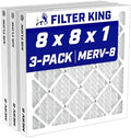 Filter King 8x8x1 Air Filter MERV 8, AC Furnace Filters (3-Pack) by FilterKing