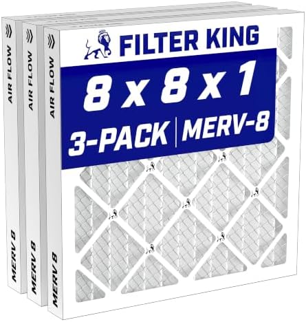 Filter King 8x8x1 Air Filter MERV 8, AC Furnace Filters (3-Pack) by FilterKing