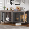EasyCom 78.74" Dog Crate Furniture for 1 or 2 Dogs, 35-60 Pounds, Oak Grey by EasyCom