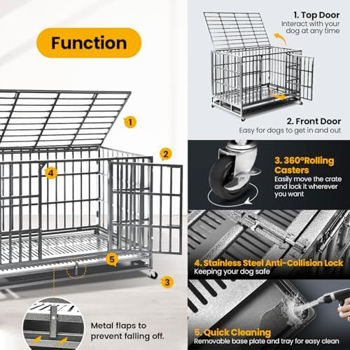 Oranland 48 Inch Heavy Duty Dog Crate for High Anxiety Large Dogs,Silver - Image 4