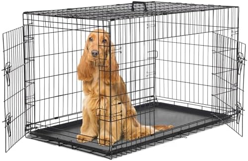 Sweetcrispy Dog Crate 48 Inch, Medium Large Dog Cage, Foldable Pet Kennel by Sweetcrispy