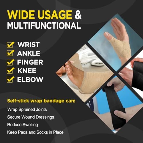 OK TAPE 12 Rolls Self Adhesive Bandage Wrap, Cohesive Elastic Athletic Tape - Image 3