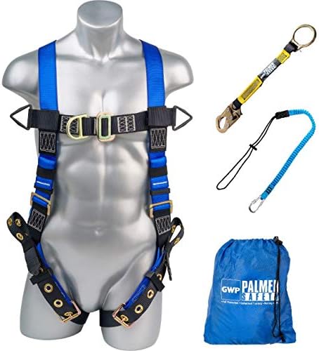 Fall Protection Body Safety Harness w/ 5pt Adjustments, Pass-through Chest, Grommet Legs, Front & Back D-Ring - Image 6