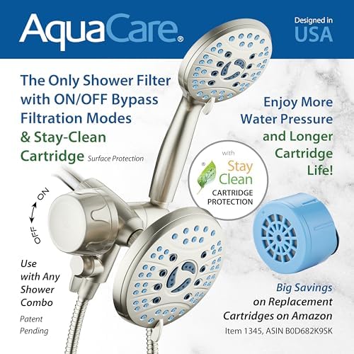 AquaCare Combo Shower Head Water Filter with Built-in 3-way Water Diverter - Image 3