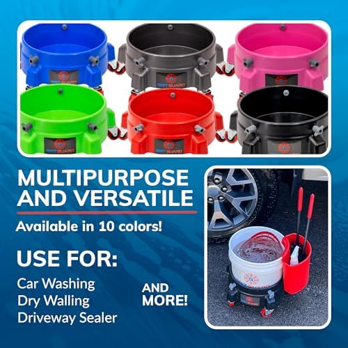 Grit Guard Bucket Dolly with Wheels - Rolling Detailing Wash Bucket with 5 Wheels and 2 Locking Casters Compatible with 2.5, 4, 5 and 6 Gallon Buckets (Black, 3" Red Casters) - Made in the USA - Image 5