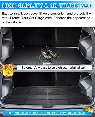 Cartist Cargo Liner Compatible with 2020-2023 2024 Volkswagen VW Atlas Cross Sport (5 Passenger Models Only) All Weather Rear Trunk Mat Waterproof Black TPE - Image 6