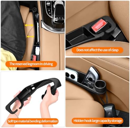 2PCS Car Seat Gap Filler, Universal Fit Automotive Seat Organizer ，Black - Image 3