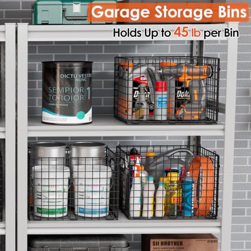 5-Pack Metal Milk Crate for Storage,40qt Stackable Collapsible Storage Bins - Image 4