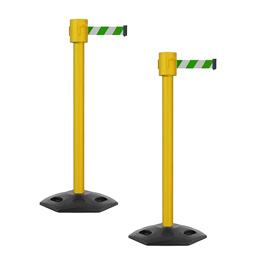 Montour Line MSR760 Set of 2 Retractable Belt Barrier Stanchion, Rubber Base by Montour+Line
