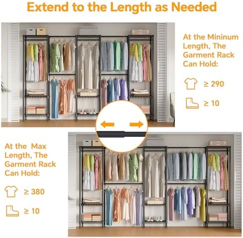 Higeego H11 Large Clothing Rack, Heavy Duty Closet Rack, Black - Image 2