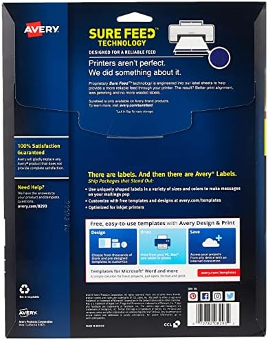 AVERY Round Labels, White, 1-1/2" | Sure Feed Technology | Permanent Adhesive | 400 Labels, Pack of 5 - Image 2