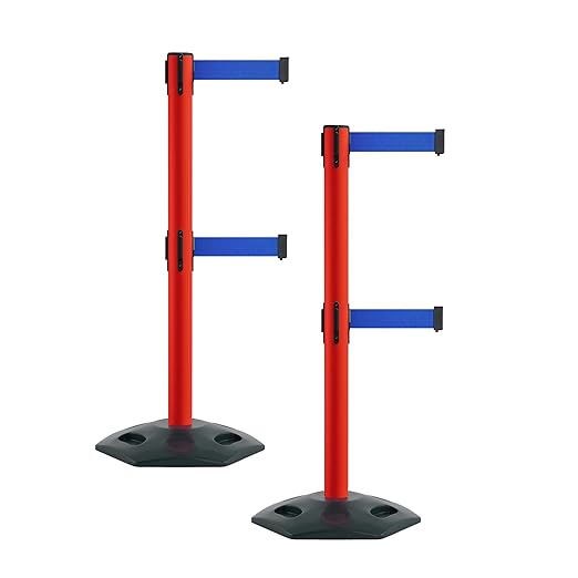 Montour Line MSR630D Set of 2 Retractable Belt Barrier Stanchion, Heavy-Duty by Montour+Line