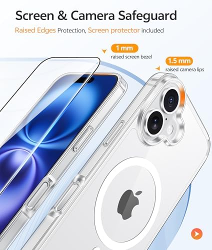 FNTCASE for iPhone 16 Plus Case Clear, Fit for Magsafe, Screen Protector - Image 4