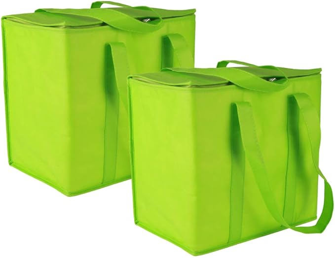 Ezek Reusable Insulated Grocery Bags in Green, Stand Upright, Double The Sturdy by Unknown
