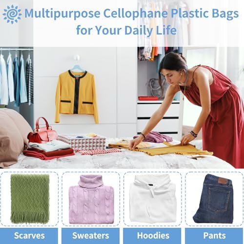 70 Pack 12x18" Clear Cellophane Bags for Shirts, Gift Wrapping, Artwork - Image 6