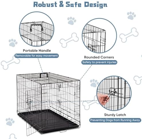 DUMOS 36 Inch Dog Crate, Foldable Small Medium Dog Cage Pet Kennel - Image 2