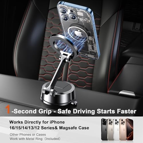 Qifutan for MagSafe Dash Mounted Holders Phone Holders for Your Car Phone Mount for Car Windshield Dashboard Universal Desk Mounts Hands Free Automobile Cell Phone Holder Fit for iPhone Smartphone - Image 7