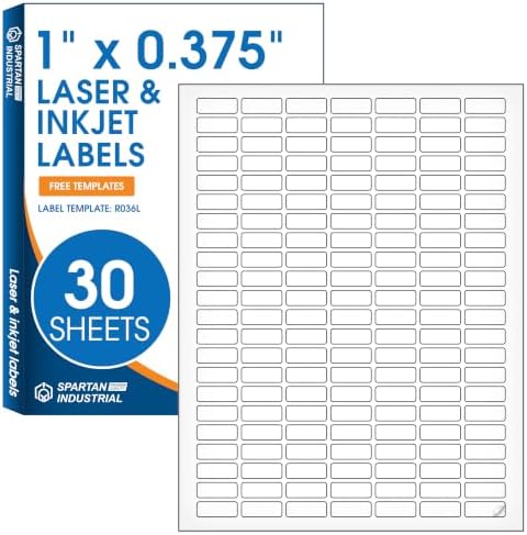 1" X 0.375" Matte White Printable Barcode Labels (30 Sheets, 4620 Stickers) by SpartanIndustrial