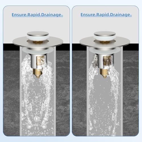 2-Pack Universal Metal Bathroom Sink Stopper Strainer, Brushed Nickel - Image 5