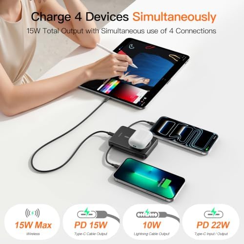 Magnetic Portable Charger 10000mAh, 22.5W Power Bank with Built in Cable - Image 3