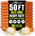 50ft Outdoor/Indoor Extension Cord 16/3 Gauge Heavy Duty 3 Prong SJTW, by LifeSupplyUSA