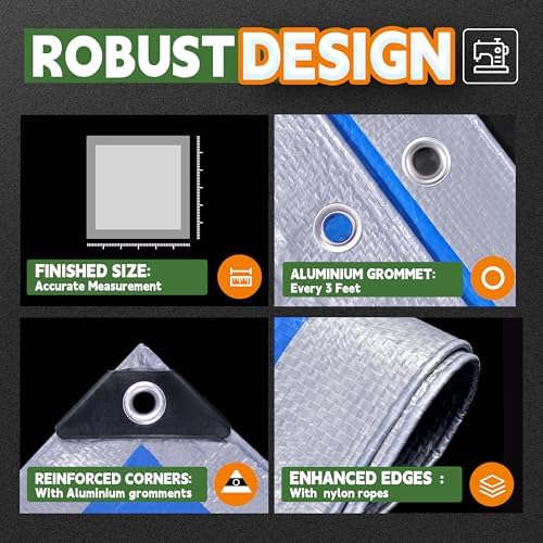 RAINDEWAY Tarps 8x10Ft 5.5 Mil Multipurpose Waterproof Poly Tarp Cover - Image 5