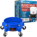 Grit Guard Bucket Dolly with Wheels - Rolling Detailing Wash Bucket with 5 Wheels and 2 Locking Casters Compatible with 2.5, 4, 5 and 6 Gallon Buckets (Blue, 3" Grey Casters) - Made in the USA by GritGuardInc