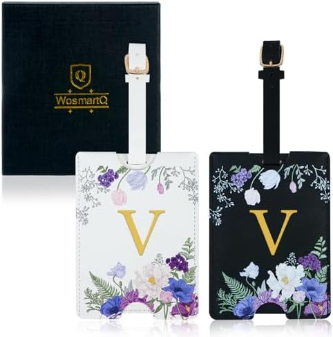 2 Pack PU Leather Privacy Luggage Tags, Double-Layer Hidden ID by Unknown