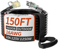 PlugSaf 16/3 Gauge 150 FT Extension Cord Outdoor, Long Extension Cord Black by PlugSaf