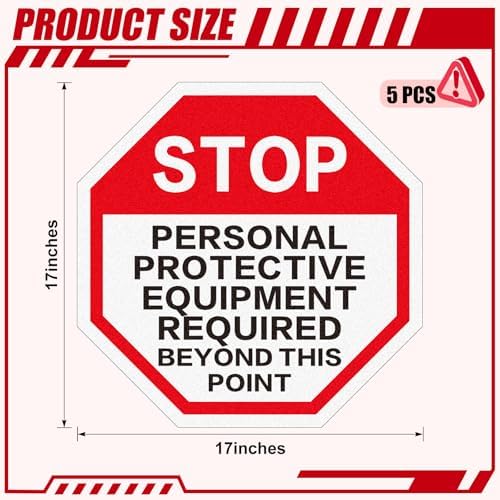 5 Pcs Stop Personal Protective Floor Sticker, 17" x 17" - Image 2