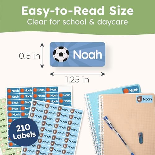 Personalized Name Labels for Kids (210 Labels) - Durable & Waterproof Custom Name Stickers for Clothing Tags, School Supplies, Camp & Daycare - League (1.2”x0.5”) - Image 5