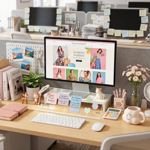 Monitor Memo Board Holder 16.5"x6.1", office organization memo holders for Computer sticky note holder, Space-Saving, Movable & Reusable, Screen saver for Office & Home Desktop Decor Extra Large - Image 3