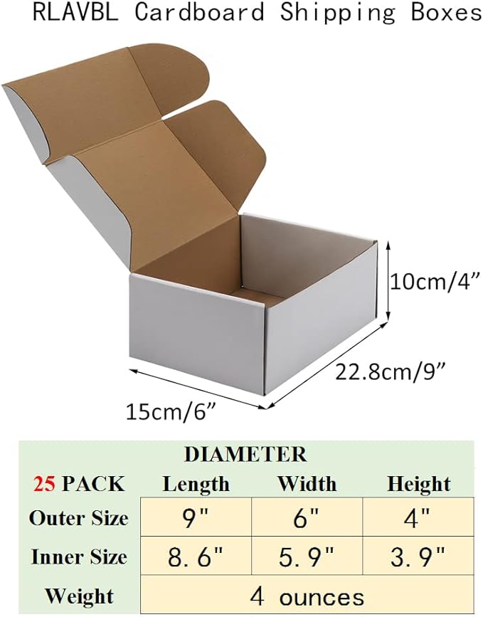 RLAVBL 9x6x4 Inches Shipping Boxes Set of 25, Mailer Boxes - Image 2