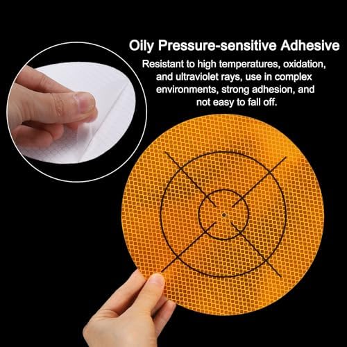 HARFINGTON 2pcs Survey Reflector Sheets 200mm x 200mm Self-Adhesive Surveying Target Mark Sticker Total Station Round Reflective Sheet Tape for Ship Inspection Tunnel Measure, Yellow - Image 4