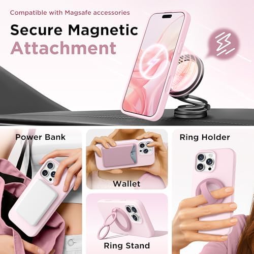GolbinBox Magnetic for iPhone 16 Pro Max Case, Silicone Cover, Chalk Pink - Image 4