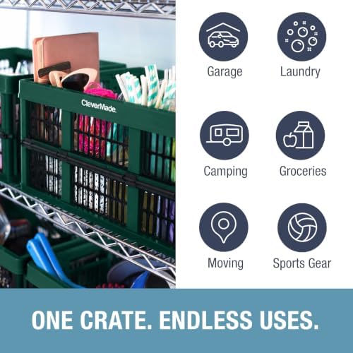CleverMade Collapsible Utility Crates For Storage, 45L 3 Pack, Forest - Image 2