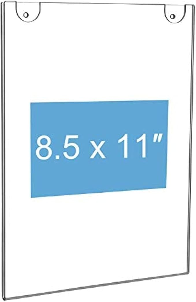 NIUBEE 6 Pack Acrylic Wall Sign Holder 8.5x11 Vertical, Wall Mounted Design - Image 4